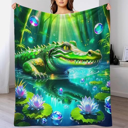 Couverture crocodile imprimée 3D en microfibre douillette 150x200 cm pour lit