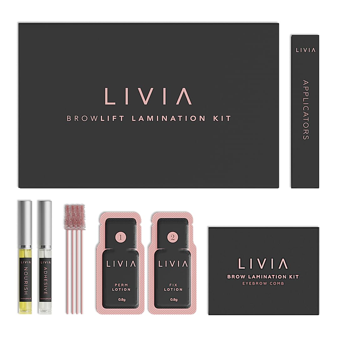 LIVIA Advanced Eyebrow Lamination Kit – DIY Brow Lift for Fuller, Thicker & Defined Brows – Salon-Quality Results at Home – 3 Applications-Up to 8