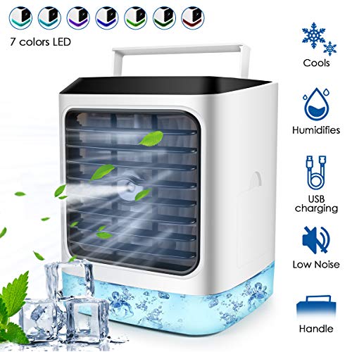 Portable Air Conditioner, Mini USB Space Cooler, Compact Evaporative Cooler Air Humidifier, 3