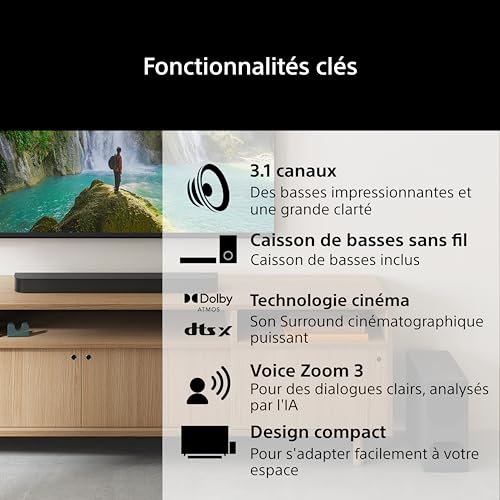 Barre de son Sony Bravia Theatre Bar 5 Dolby Atmos 3.1 + Caisson de basses - vue 4