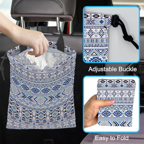 Image of Car Trash Bag Hanging Sprites Tribal Motifs Car Trash Can Waterproof Garbage Bag Hanging for Car Back Seat with Adjustable Straps and Drawstring for Car Accessories Vehicle Travelling