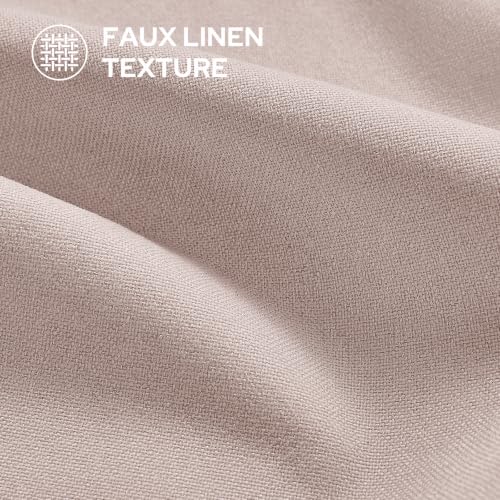 Image of HOMEIDEAS 100% Blackout Blush Pink Linen Curtains 52W x 84L 2 Panels | Faux Linen, Thermal Insulated, Blackout Grommet Window Drapes, for Bedroom, Living Preppy Room Decor, Nursery