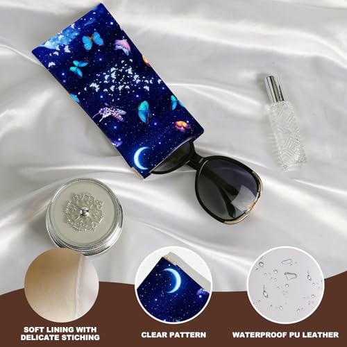 Image of Anikathy 2Pcs Sunglass Eyeglass Glasses Case Soft PU Leather with Cleaning Cloth Cute Glasses Pouch Bag for Men Women Girs