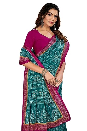 Image of TAMAIRA FASHION Women's Plain Weave Pure Cotton Saree Without Blouse Piece(11232 Seagreen)