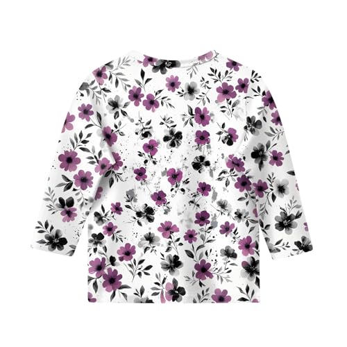 T Shirts for Teen Girls Y2K 3/4 Length Sleeve Clothes Loose Fit Crew Neck Summer Tops Flowy Outfits 5-16 Years2