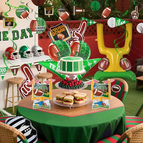 Football Party Decorations Kit: Tailgate & Football Birthday Party Supplies with Banner, Swirl Streamers, Honeycomb Balls & Balloons - Table Centerpiece Set for Football Game Day Party Decorations - Image 3