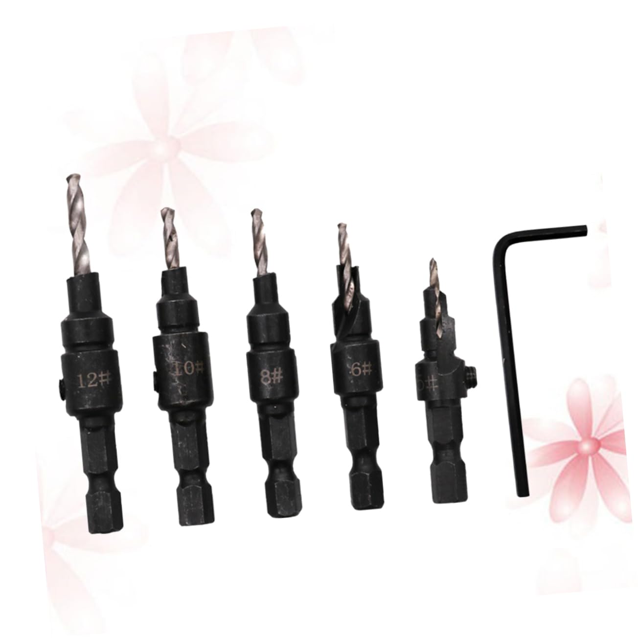 Veemoon 5pcs Set Counterbore Wratched Wrenches Wood Drill Van Staal Vr Countersunk Head Drill an Wrenches Countersunk Drill Wrenchs Hole Drill Reamer Screw Cap Taper Drill