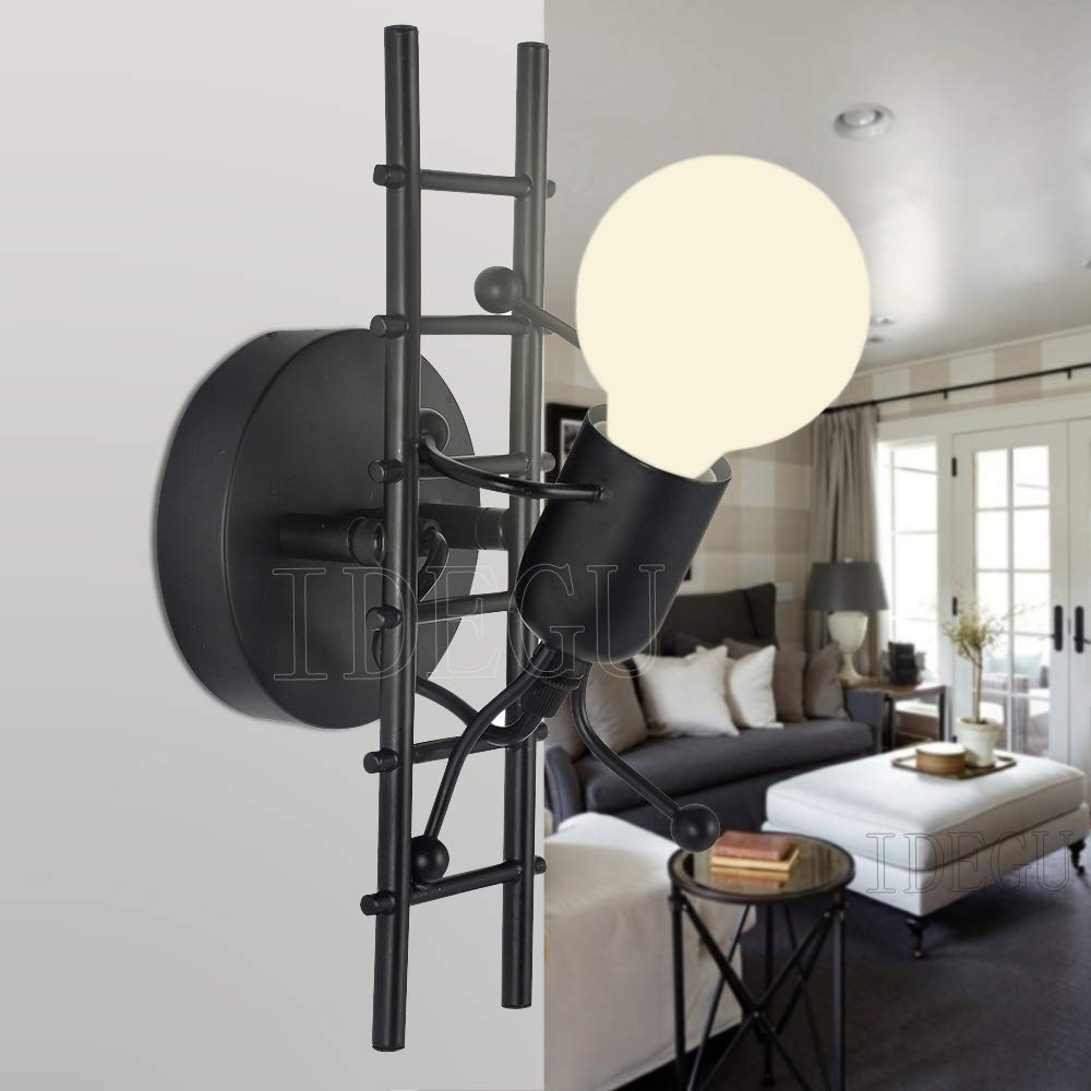 Applique Murale Design Humanoïde - Lampe Créative Bascule Pour Chambre Enfant, Salon, Couloir