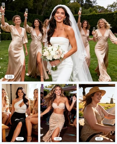 Image of Strapless Push Up Bras for Women Padded Add 1 Cup with Clear Straps