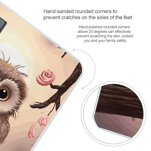 Balanza digital Cute Owls de vidrio templado para baño miniatura 4