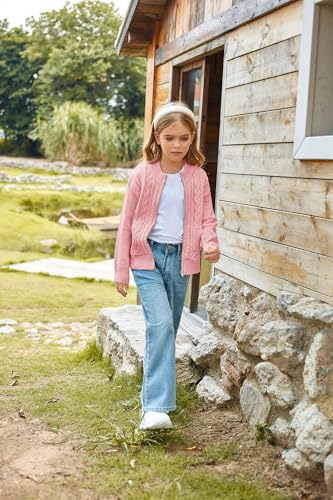 Image of GRACE KARIN Girls Knit Cardigan Sweater Zip Long Sleeve Kids School Uniform Fall Jacket Size 6-14