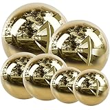 E-Buying 6Pcs Stainless Steel Gazing Balls - 2Pcs 2 inch, 2Pcs 3 inch, 1Pcs, 4 inch, 1Pcs 6 inch, Golden Mirror Polished Hollow Gazing Globe Reflective Garden Sphere for Home Ornament Decoration