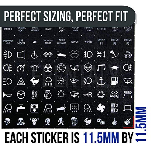 Frentaly Glow in Dark Rocker Switch Set Night Picture Word Label Decal Circuit Panel Sticker Car Boat Truck Marine (120pcs)