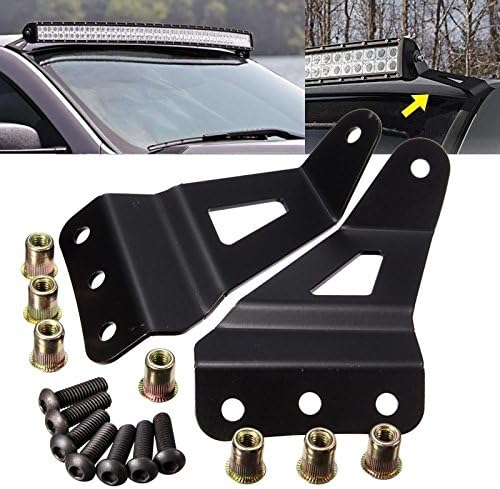 NATGIC 50Inch Curved LED Upper Windshield Light Bar Mounts LED Light Sets for Car Black Solid Steel LED Bar Lamp Brackets