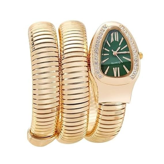 Snake Watch Gold Plated Green Dial Watch | Women's and Girls | Gift for Valentine's Wedding, Anniversary and Birthday.-image-21