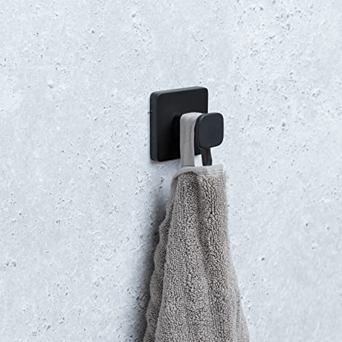 TATAY Bathroom Hanger from the NERO bathroom accessories collection Stainless Steel and Zamak Double Fixing System with Screws and Glu fix Resists up to 10Kg Black Wall Hanger 6 x 4 6 x 6 cm - Image 2