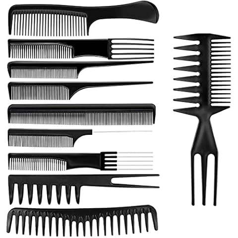 10 Pack Hair Combs Set, Hair Care Comb Anti Static Coarse Fine Toothed Tail Teasing Waves Pick Combs Professional Hairdressing Hair Comb for Hair Stylists Barbers Salon Cover