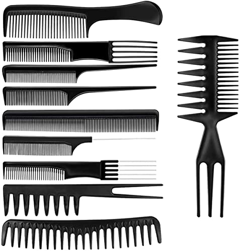 Haarkämme-Set, antistatisch, grob, fein gezahnt, Wellen, für professionelle Friseure, Friseure und Salons, 10 Stück