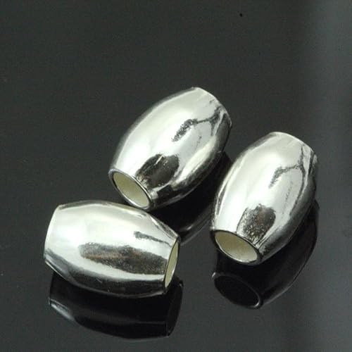 Miniatura 3 de 200pcs 0.315 in liso oval arroz metal espaciador suelto cuentas de latón plateado para joyería artesanía fabricación CF256-2