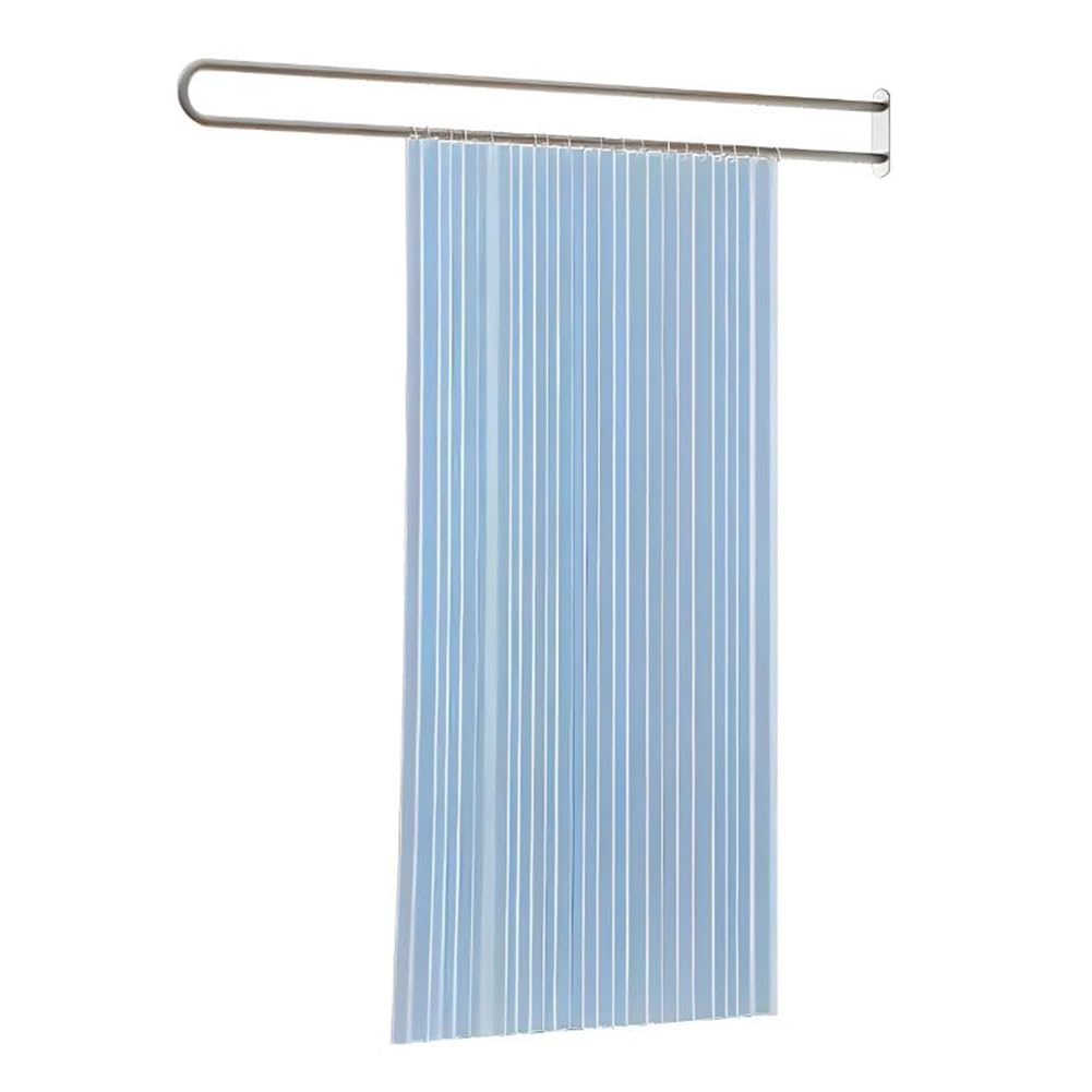 Rideau de séparation bleu avec tringle de support murale pour cabinet et institut