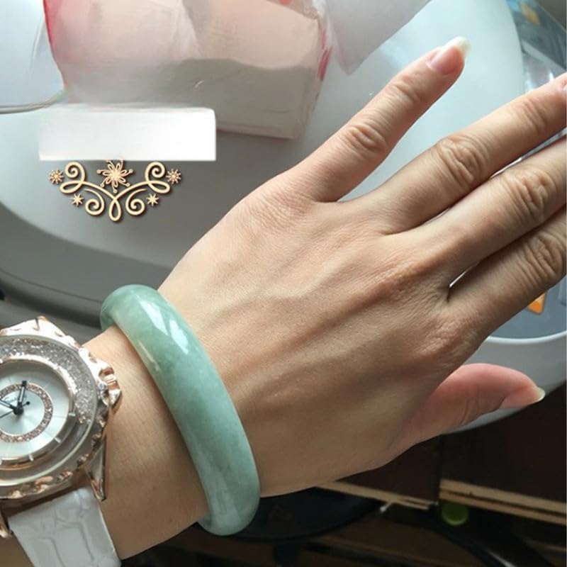 Image of Women's Cyan Jade Bracelet | Hand-Carved Classic Fashion Accessory | Genuine Jade Stone Bangle