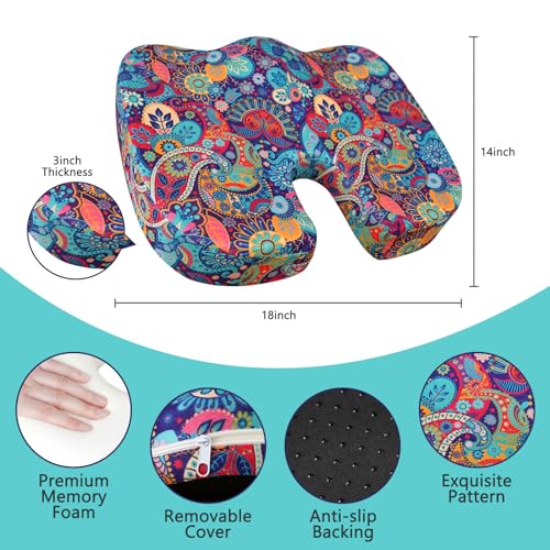 Image of Tailbone Pain Relief Cushion, Memory Foam Seat Cushion for Coccyx Sciatica Pain Pressure Relief Office Desk Chair