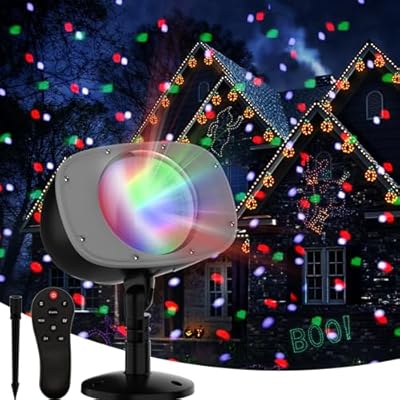 SOMKTN Christmas Snowfall Projector Lights Outdoor, Dynamic Snow Falling Lighting Effects Holiday Projector Lights for Xmas Moving Points Landscape Lights for House, Garden Yard Club Pub Decorations