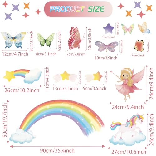Vinilos decorativos unicornio arcoíris para habitación de niñas miniatura 4