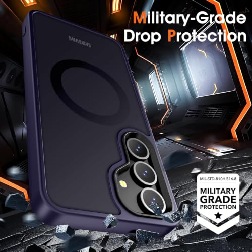 Image of Oterkin Magnetic Case for Samsung Galaxy S24 Plus, Dark Purple | Compatible with MagSafe, Matte Frosted Translucent, Shockproof, Military Grade Protection