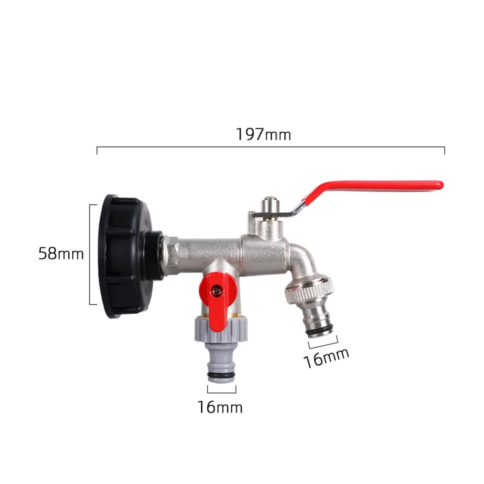 Resistir Extremos de Alta presión y Temperatura S60*6 IBC Adaptador de Tanque Grifo de latón Chapado en níquel Herramienta de Agua del jardín con Conector de Manguera de tubería PC 1