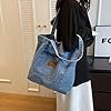 Cymwer Luxury Designer Denim Tote Bag Women Shoulder Bag Large Capacity Fashionalbe Underarm Bag Simple Female for Office Travel (Light Blue) #3