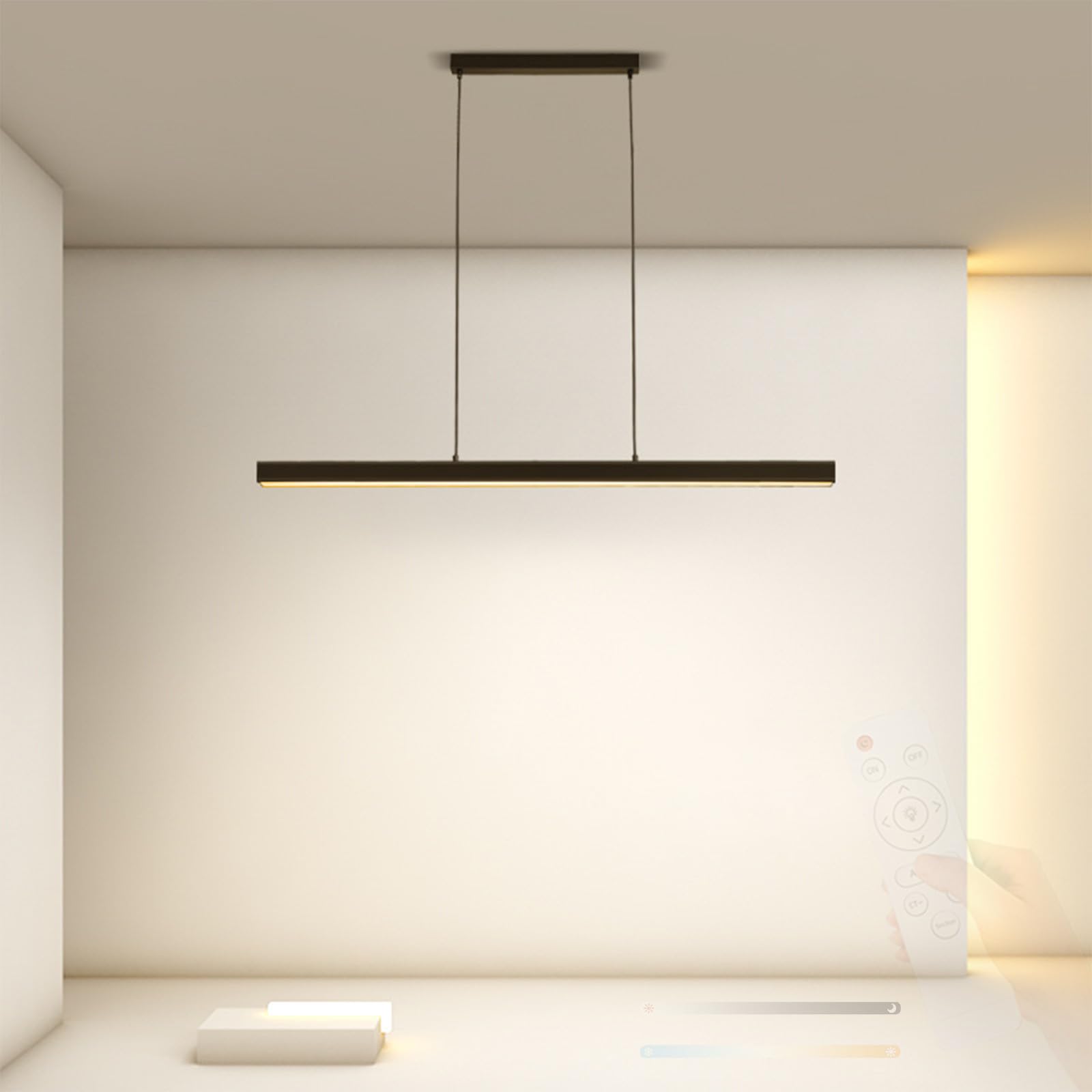 Lámpara de araña acrílico y aluminio diseño rectangular minimalista de lujo 8
