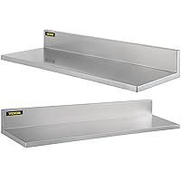 Vista 1 de VEVOR Estante de pared de acero inoxidable, capacidad de carga máxima de 44 libras, estantería comercial de montaje en pared con protector contra
