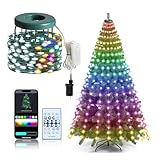HOMEYA イルミネーションライト 8本 160球 16m クリスマスツリーライト アプリ制御 リモコン付 DIY 調光調色 LED イルミネーション テント用 電飾 音楽同期 タイマー機能 フェアリーライト 点滅 屋外 室内 屋内 家庭