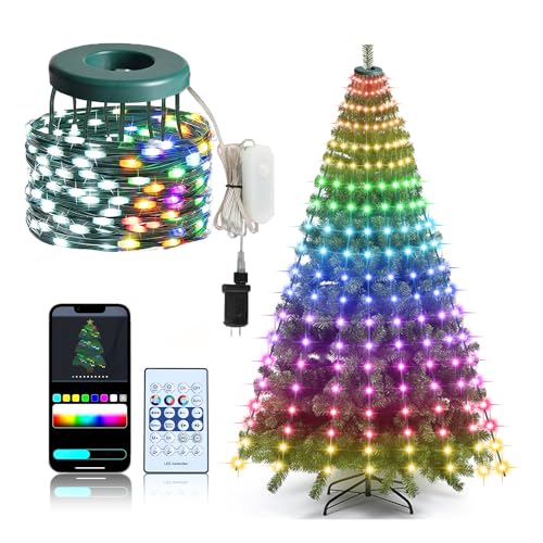 ASTRAEA Christmas Tree Lights, Christmas Lights Indoor Outdoor 200 LED 6.6FT x 10 String Lights with DIY scenarios 24 Modes Remote Control Multicolor Timing Function for Christmas Tree Decorations