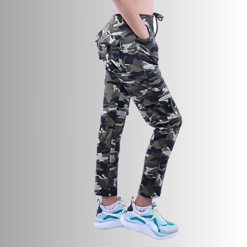 Image of Women Military Camouflage Dry-Fit Six Pocket Gym Trackpant,Joggers,Sports Pant | Green