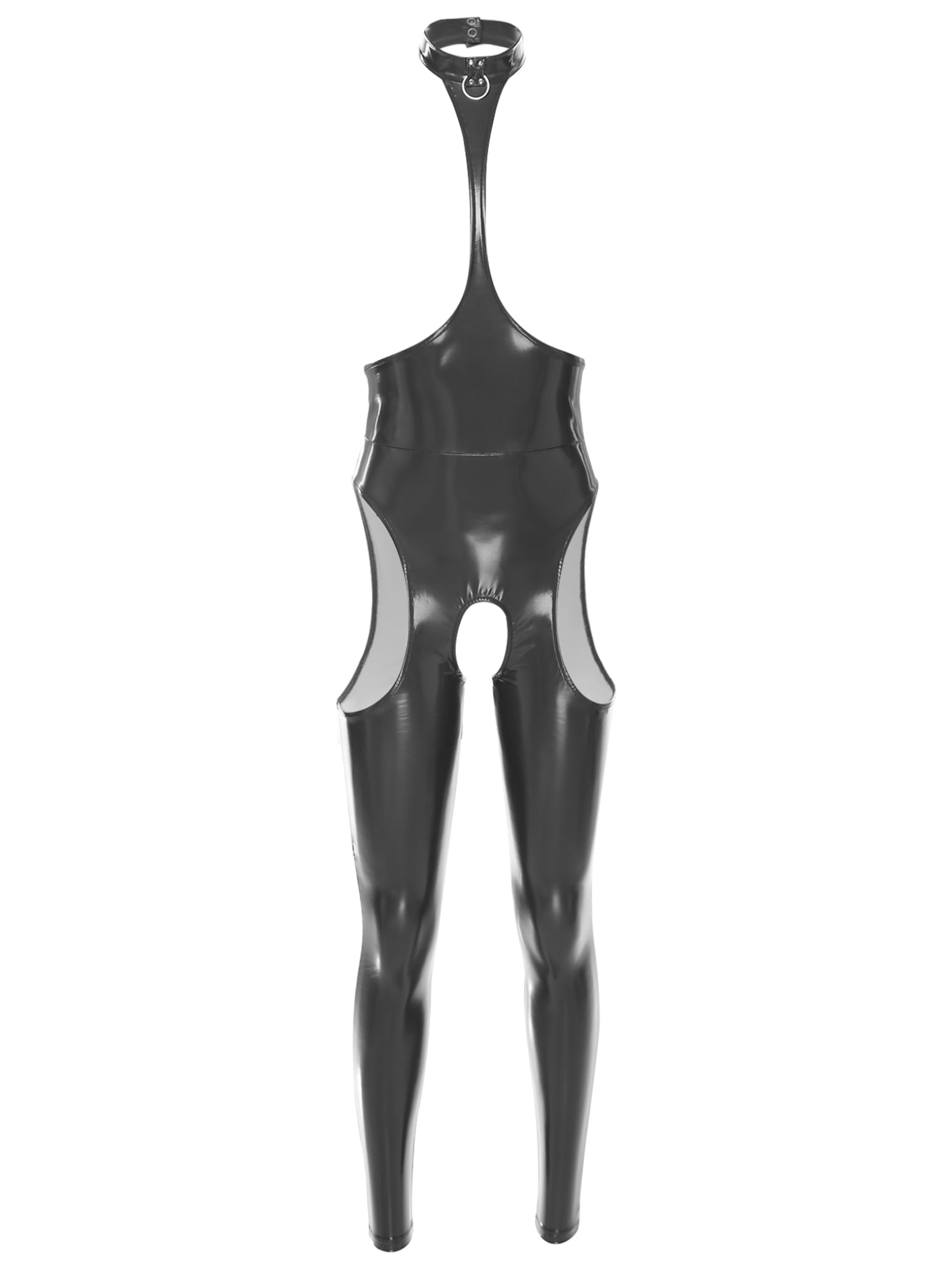 Hansber Corpo In Pelle Nera Donna Seno Aperto Catsuit Senza Maniche Tuta Passo Aperto Jumpsuit In Lattice Body Intero Abbigliamento Per Pole Dance