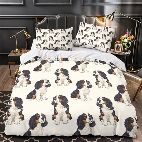 Housse de couette Cavalier King Charles zippée microfibre infroissable