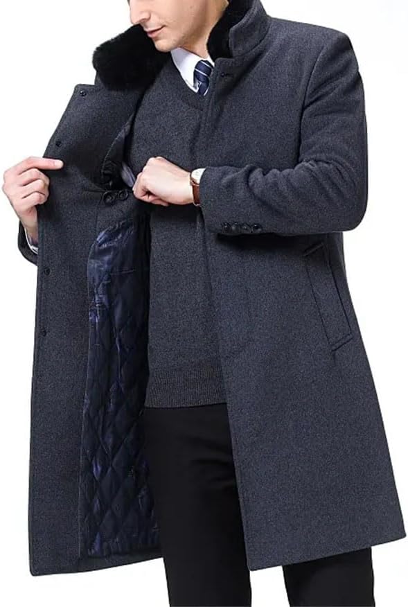 Haitpant Autumn Winter Wool Long Trench Coat, Men's Wool Jackets, Warm Overcoat