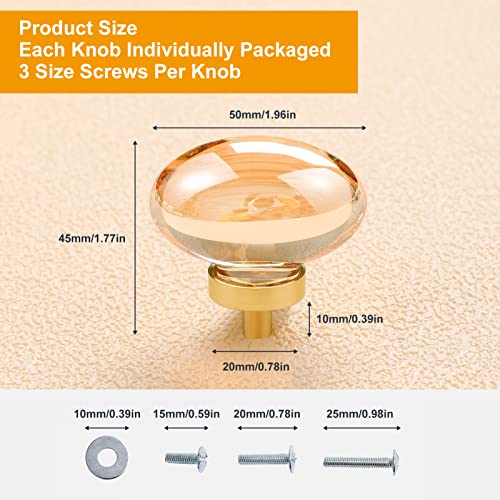 Clctk 8 Pack Champagne Crystal Cabinet Knobs, Gold Cabinet Knobs Glass Knobs For Dresser Drawers Brass Furniture Hardware Pulls (Oval) #TOP4