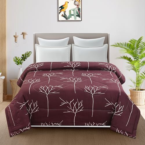 Image of VOMZER Super Soft Microfiber All-Season King Size AC Comforter Size (90x95 Inches) | Duvet for Double Bed Comforter Maroon