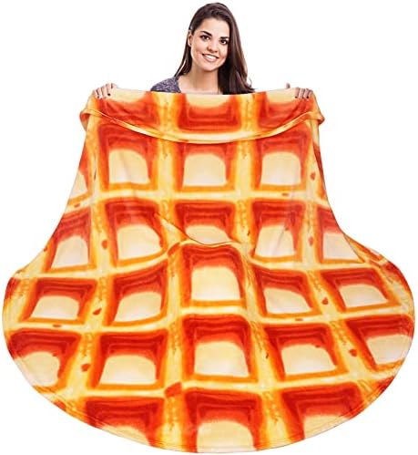 Firstsix Waffle Blanket 71 inches, Large Waffles Blanket Adult Size, Funny Realistic 290GSM Food Throw Blanket Gifts for Teens, Kids and Adults