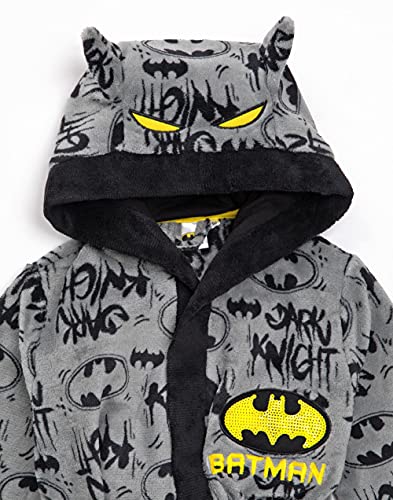 DC Comics Batman Dressing Gown Boys Kids Grey Dark Knight Pjs Bathrobe2