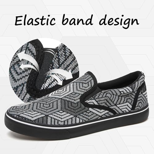 Image of yageyan Mens Slip on Sneakers Loafers Shoes Canvas Black Shoes Canvas Blue Casual Fashion Shoes