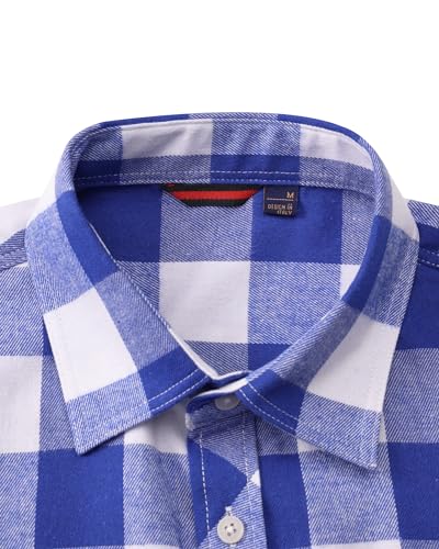 Image of Alimens & Gentle Men's Button Down Regular Fit Long Sleeve Plaid Flannel Casual Shirts