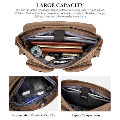 Image of WITZMAN Vintage Canvas Messenger Bag for Men Large Satchel Bags Crossbody Shoulder Fit 17 inch Laptop