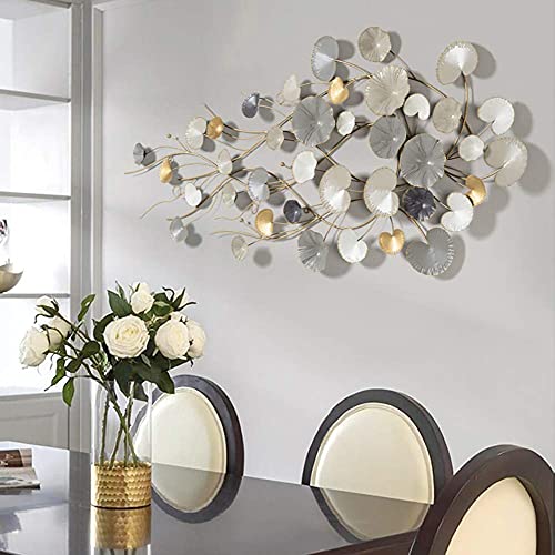 Fikujap Metal Wall Art with Antique Gold Leaves Decoration