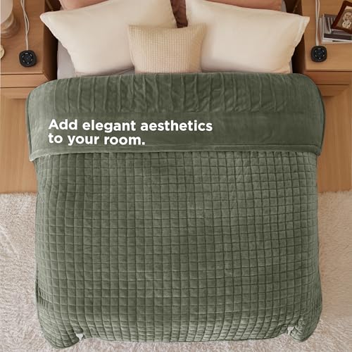 image for Bedsure Electric Blanket Queen Size - Dual Control Heated Weighted Bla