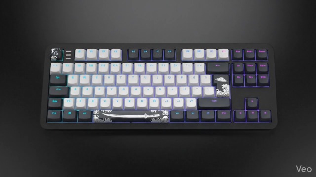 Dark Project 68 Sunrise (DE) [ISO] - Mechanisch gaming-toetsenbord, USB-kabels, meertalige keycaps, aanpasbare RGB, G3MS-saffierschakelaar, ingevette stabilisatoren, 65%, paars/wit