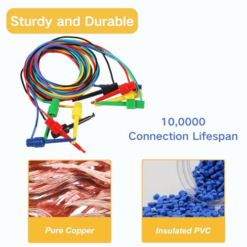 Image of 5PCS Test Hook Clips Silicone Test Leads, 20 AWG Multimeter Electrical Test Dual Lead Test Hook Clips for Electronic, Component, Testing Connecting